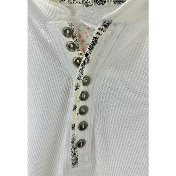 Free People Fall For You Waffle Weave Slouchy Henley Women’s Size XS Ivory NEW - Picture 6 of 11